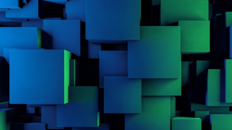 Abstract 3D Concrete Cube Background with Neon Lights