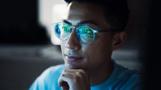 Asian man, developer and thinking in application development