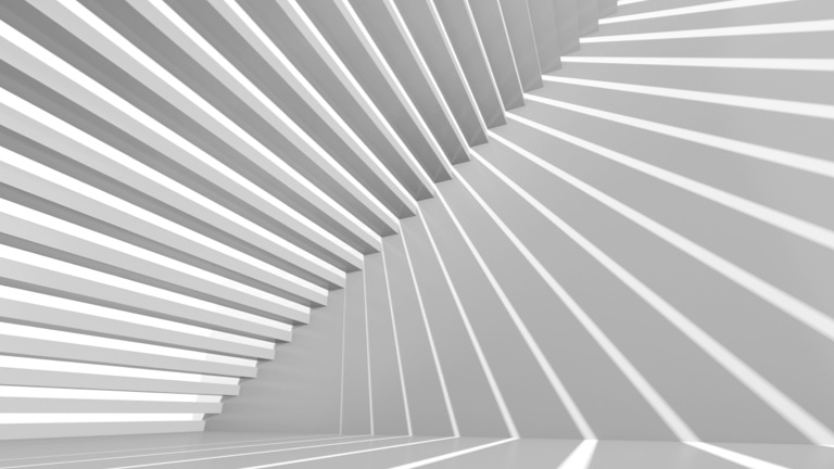 Abstract white 3d interior background with staircase