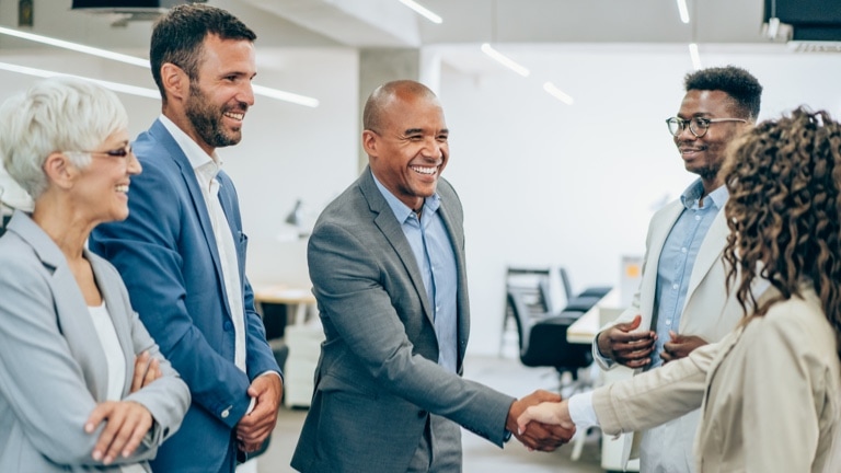 Business people shaking hands in the office