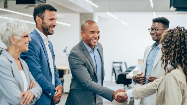 Business people shaking hands in the office