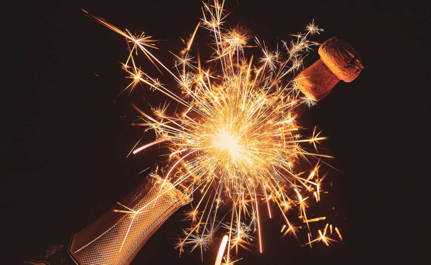 bottle cork above firework sparkles